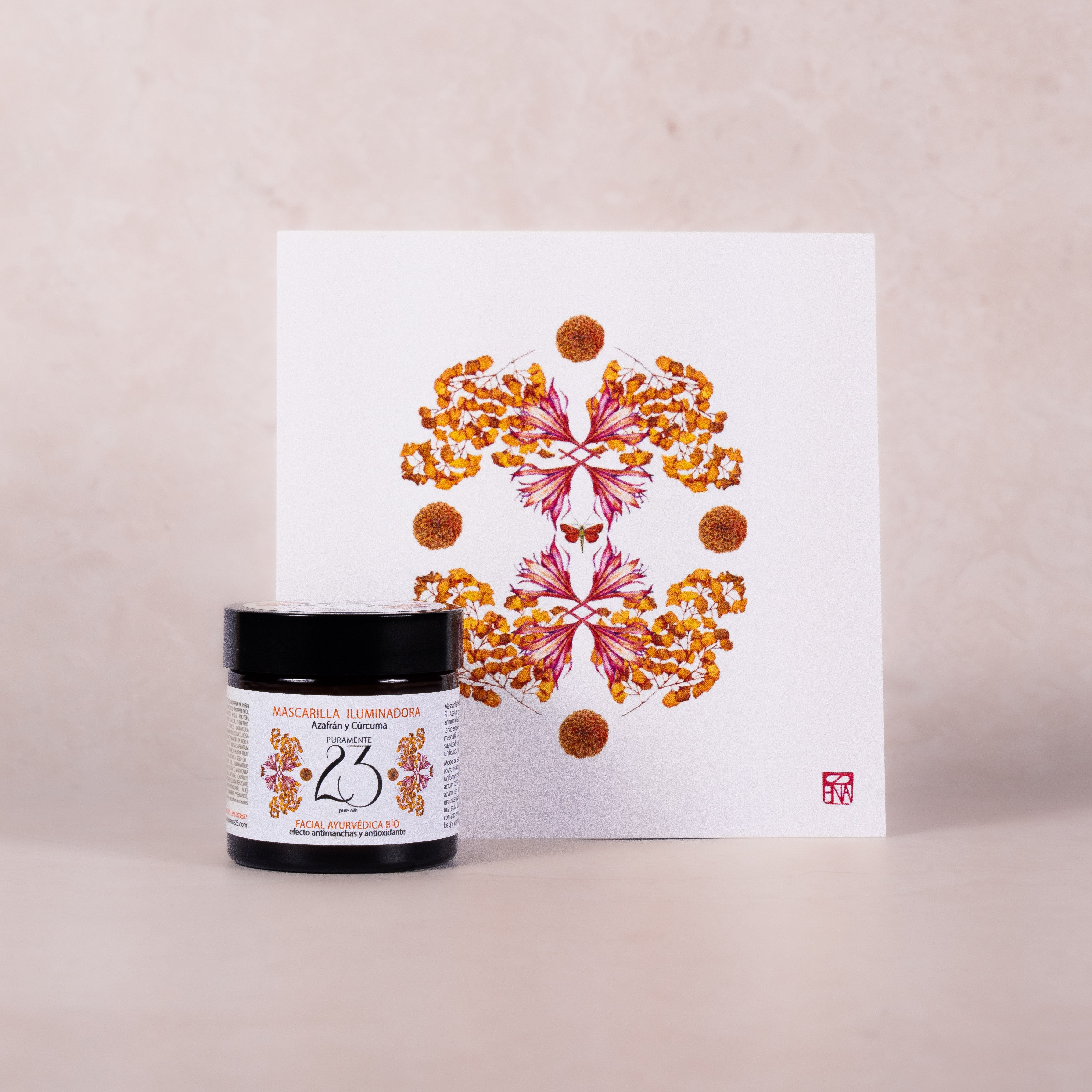 Mascarilla facial iluminadora natural con cúrcuma y azafrán – Puramente 23