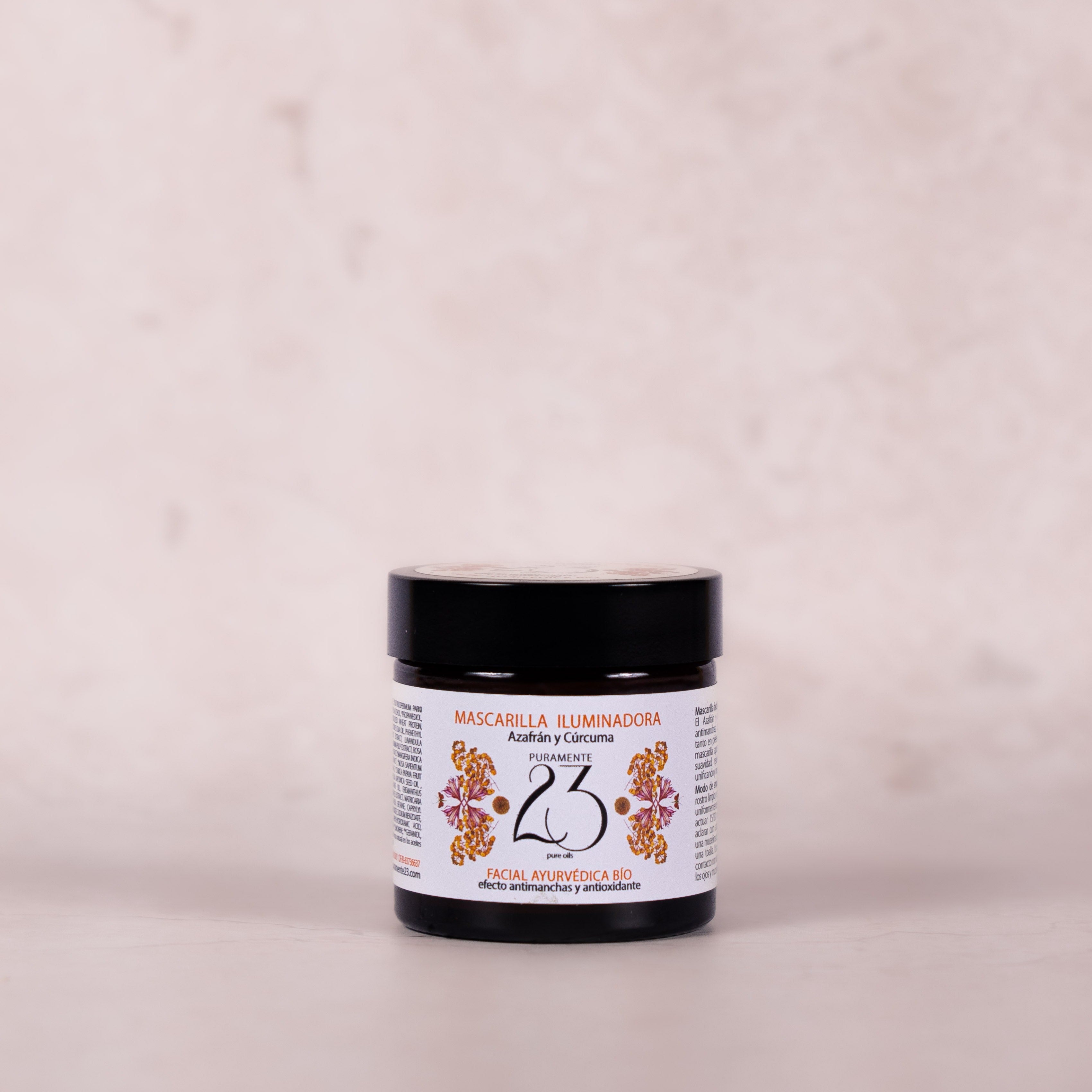 Mascarilla facial iluminadora natural con cúrcuma y azafrán – Puramente 23